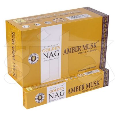 Caja de Incienso Masala x12 Golden Nag AMBAR MUSK 15g